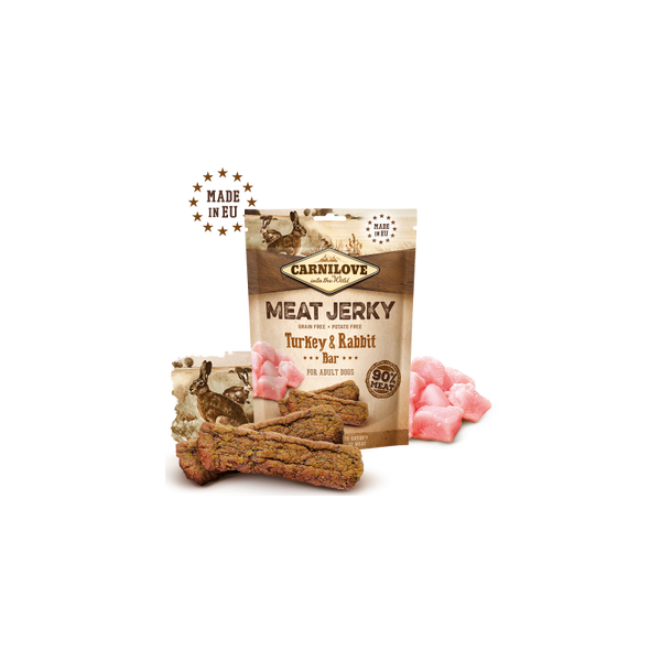 Carnilove Jerky Rabbit & Turkey Bar - кучешки лакомства под формата на вкусни барчета, с пуешко и заек