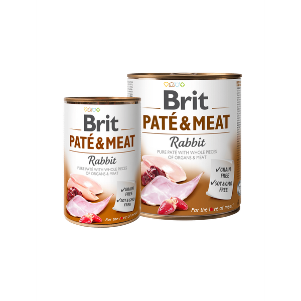 BRIT PATE & MEAT RABBIT - консервирана храна за кучета с 27% прясно заешко месо