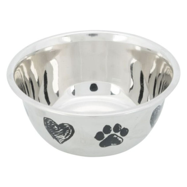 Купа от неръждаема стомана Trixie Bowl с дизайн сърца и лапички