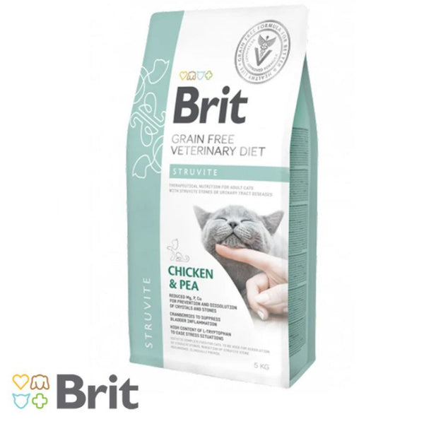 Пълноценна, суха храна за котки Brit Veterinary Diets Cat Struvite за разтваряне на струвитни камъни и предотвратяване на повторната им поява с Пилешко месо и грах, БЕЗ ЗЪРНЕНИ КУЛТУРИ