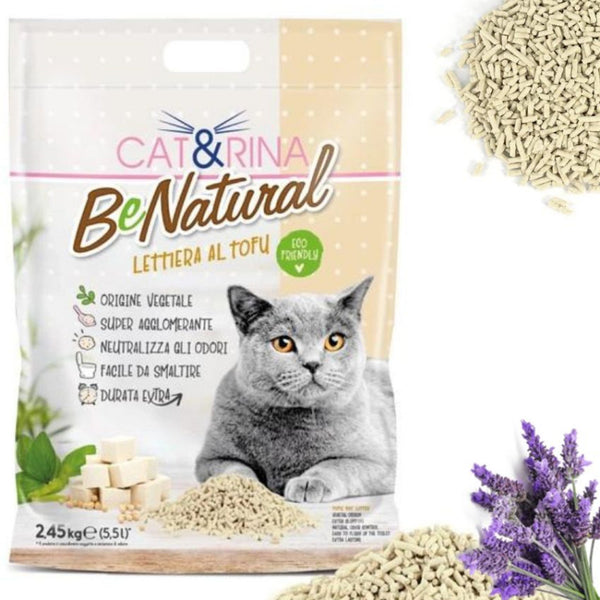Соева котешка тоалетна Cat&Rina BeNatural ТОFU Lavander - висока абсорбация и стягащ ефект, с аромат на лавандула