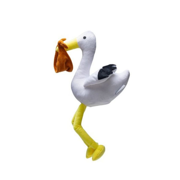 Плюшена играчка за гушкане за малки кученца Beeztees Puppy Heartbeat Cuddly Toy Stork щъркел със сърдечен ритъм