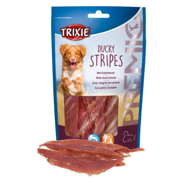 Кучешко лакомство Trixie PREMIO Ducky Stripes лентички от патешки гърди