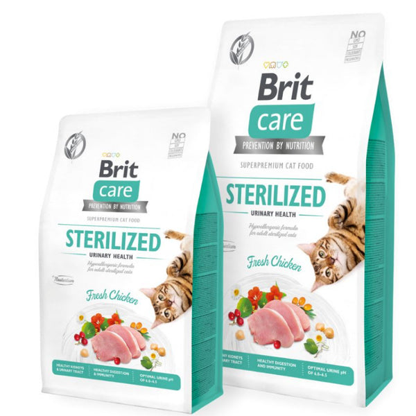 Пълноценна суха храна за кастрирани котки Brit Care Cat Grain-Free STERILIZED URINARY HEALTH със 26% прясно пилешко и зеленчуци, БЕЗ ЗЪРНЕНИ КУЛТУРИ