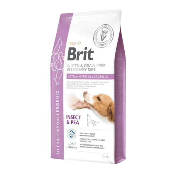 Пълноценна,хипоалергенна суха храна за кучета Brit Veterinary Diets Dog Ultra-hypoallergenic с насекоми и грах