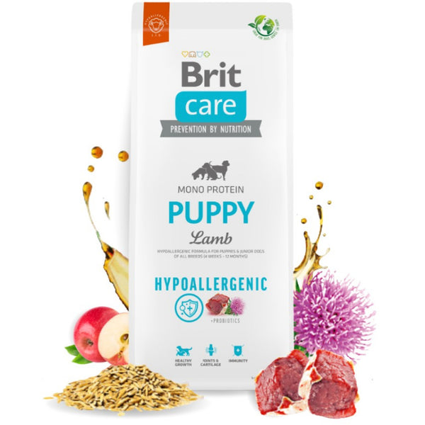 Супер премиум, хипоалергенна храна за кучета Brit Care Dog Mono Prtotein Hypoallergenic Puppy, монопротеинна, с агнешко месо и бял трън