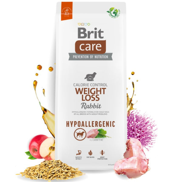 Супер премиум, хипоалергенна храна за кучета Brit Care Dog Hypoallergenic Mono Protein Weight Loss, монопротеинна, със заешко месо и бял трън