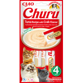 Кремообразно лакомство за капризни котки Churu Cat Treats Tuna Recipe with Crab Flavour мус от риба тон и месо от рак; №1 в света мокро лакомство за котки