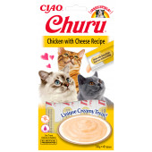 Кремообразно лакомство за капризни котки Churu Cat Treats Chicken with Cheese Recipe мус от пилешко месо и сирене; №1 в света мокро лакомство за котки