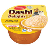 Деликатесен бульон за котки Dashi Delights Chicken with Cheese Recipe с късчета пилешко филе и сирене