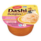 Деликатесен бульон за котки Dashi Delights Chicken with Salmon Recipe с късчета пилешко филе и сьомга
