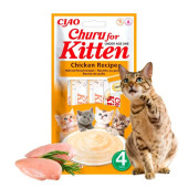 Кремообразно лакомство за подрастващи  котенца Churu for Kitten Chicken Recipe с пилешко месо.  №1 в света мокро лакомство за котки