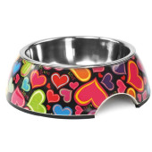 Метална купа Record Lovely steel dog bowl  с дизайн на сърца 