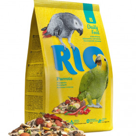 Пълноценна eжедневна храна за големи папагали RIO Feed for Big Parrots със слънчогледово семе, люта чушка, фъстъци и още 23 съставки; 1кг + ПОДАРЪК щипка с формата на морков