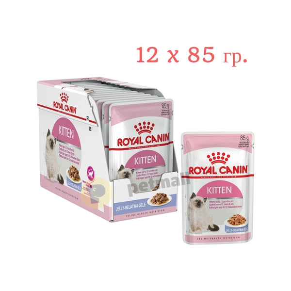 Royal Canin Kitten in Jelly - Пълноценна мокра храна със сос в пауч за подрастващи котенца до 12 месеца