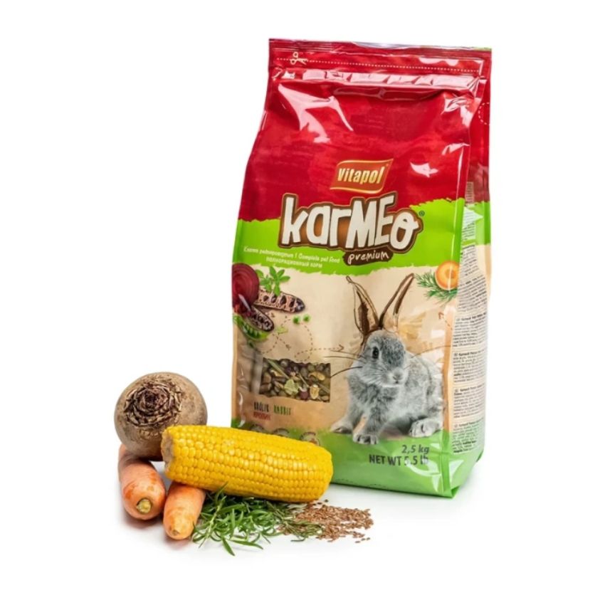 Пълноценна премиум храна за зайци  KARMEO PREMIUM complete food for rabbit с морков и цвекло
