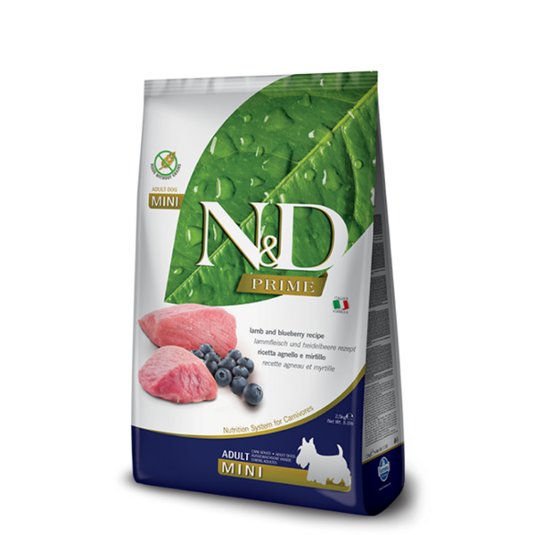 N&D Grain Free Mini Adult - пълноценна храна с агнешко месо и боровинки, за кучета от дребни породи над 12 месеца 