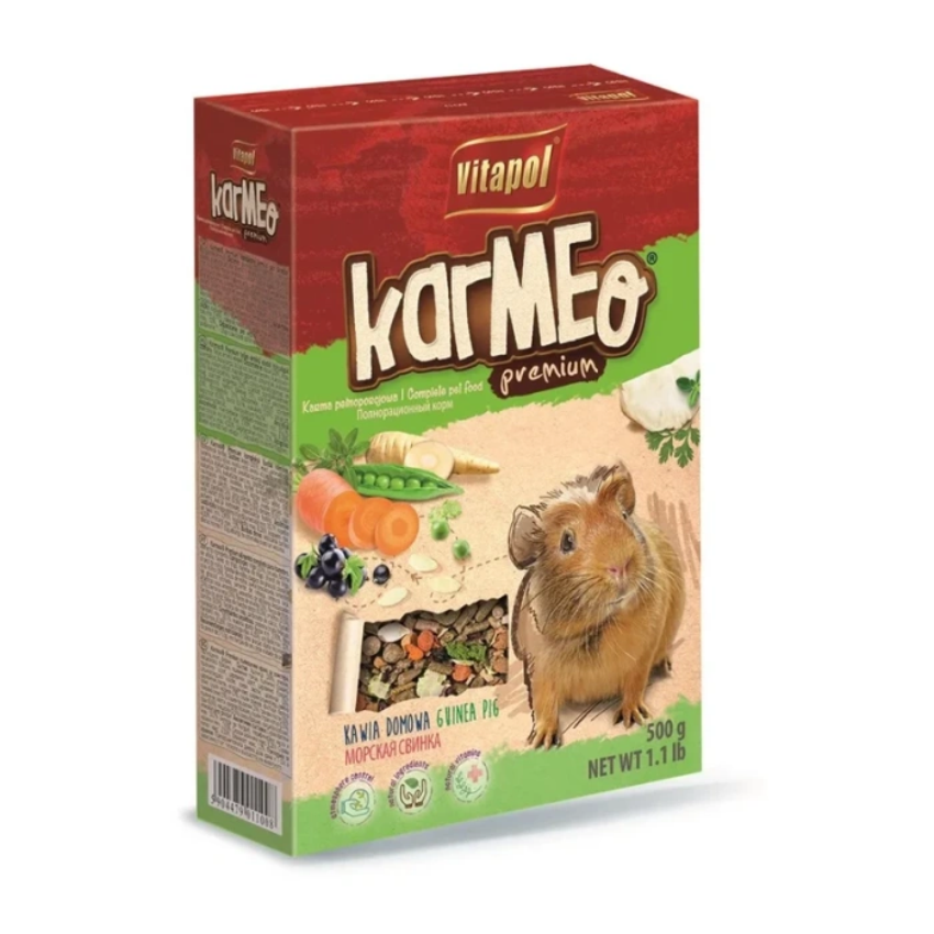 Пълноценна премиум храна за морски свинчета  KARMEO PREMIUM complete food for cavia с моркови, пащърнак и черен касис