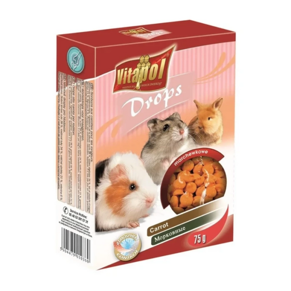 Лакомство за гризачи и зайци DROPS for small animals, carrot бонбони с морков