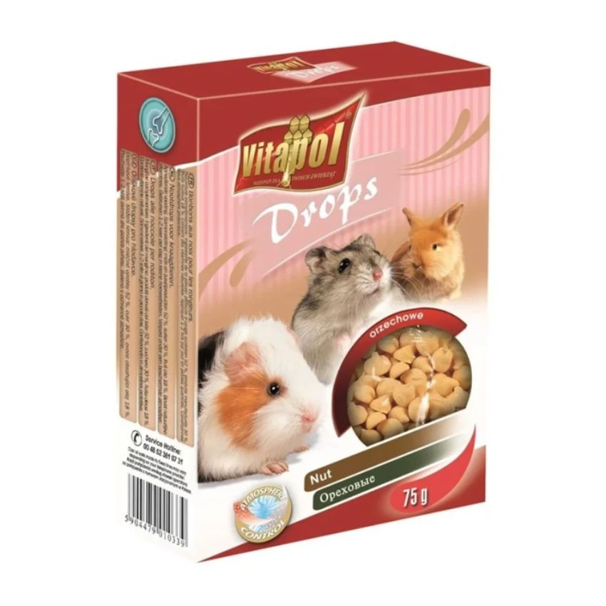 Лакомство за гризачи и зайци DROPS for small animals, yoghurt бонбони с йогурт и фъстъци