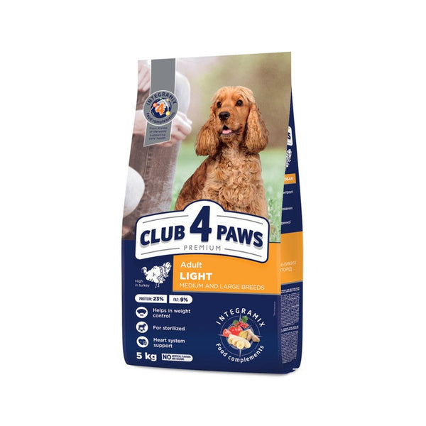 Пълноценна суха храна за кучета Club 4 Paws Dog weight control midi/big breads за нормализиране на теглото, с пуешко месо за големи и средни породи