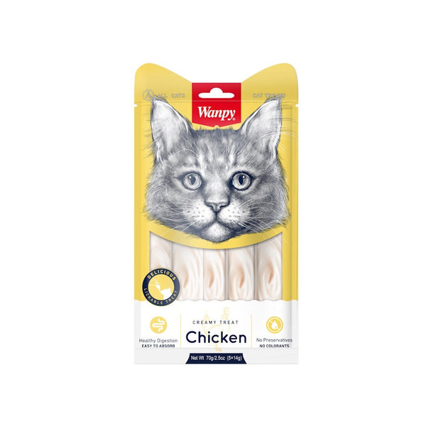 Кремообразно лакомство Wanpy Creamy Chicken за котки с пиле 5 бр. по 14 гр.