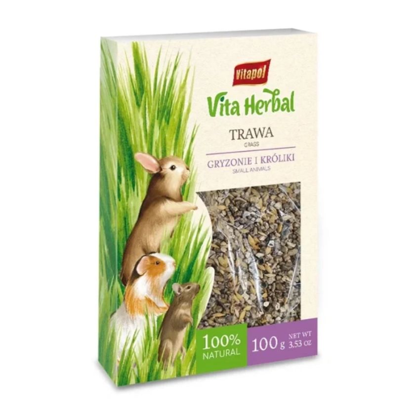 Допълваща храна за гризачи и зайци GRASS for small animals свежа ечемична трева, 100 г