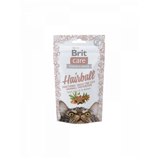 Brit Care cat Functional Grain free snack Hairball - лакомство за котки против космени топки 50гр.