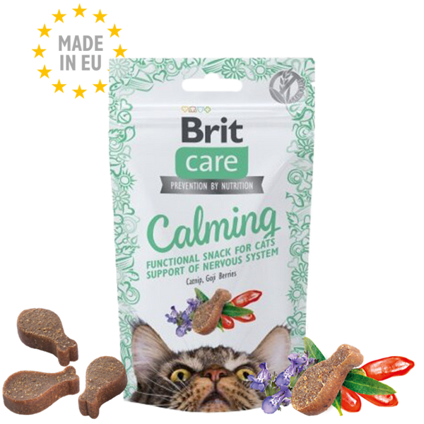 Полувлажни лакомства за котки Brit Care Snack Calming обогатени с Годжи бери и Котешка трева