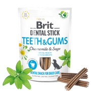 Дентални пръчици Brit Dental Stick Teeth & Gums with Chamomile & Sage с Лайка и градински чай за здрави зъби и венци- 7бр.