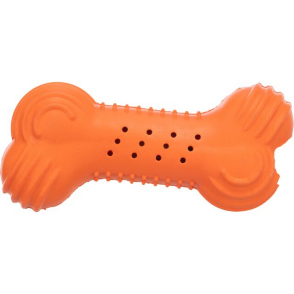 Охлаждаща кучешка играчка Trixie Cooling bone кокалче от естествен каучук в оранжев цвят