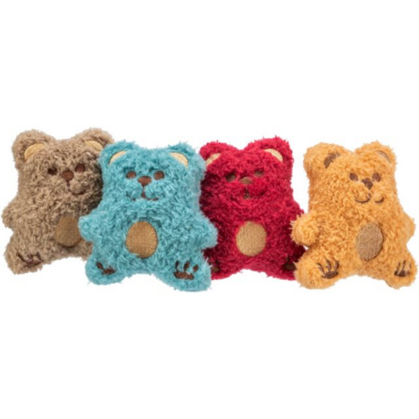 Плюшена котешка играчка Trixie Bear мече с добавена котешка трева в различни цветове