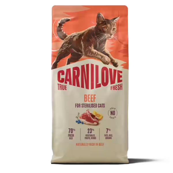 NEW 100173752 Carnilove True Fresh Cat Dry Beef for Sterilised Adult All Breeds 2 kg суха храна за котки