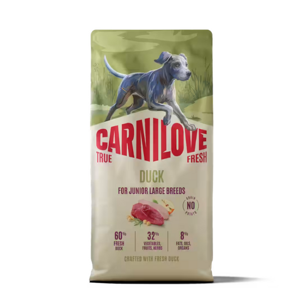NEW 100173741 Carnilove True Fresh Dog Dry Duck for Junior Large Breeds 12 kg суха храна за куче