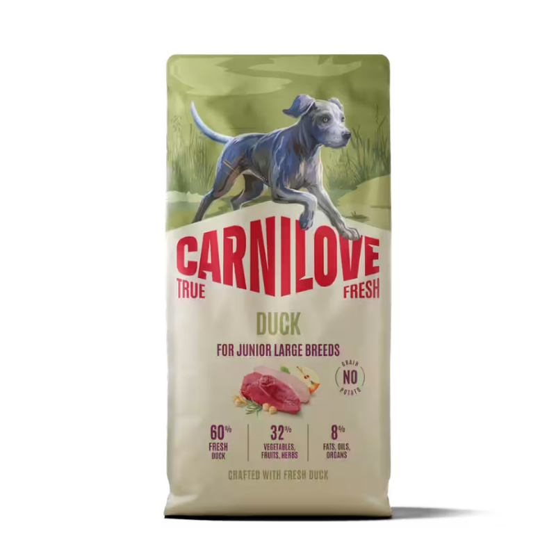 NEW 100173741 Carnilove True Fresh Dog Dry Duck for Junior Large Breeds 12 kg суха храна за куче