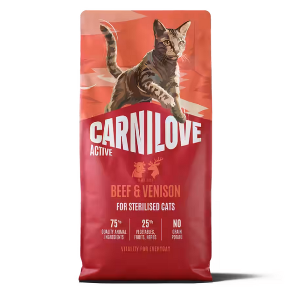 NEW 100173720 Carnilove Active Cat Dry Made with Beef & Venison for Sterilised Adult All Breeds 6 kg суха храна за котки