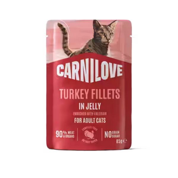 NEW 104101378 Carnilove Cat Pouch Jelly rich in Turkey enriched with Valerian 85 g пауч за котки