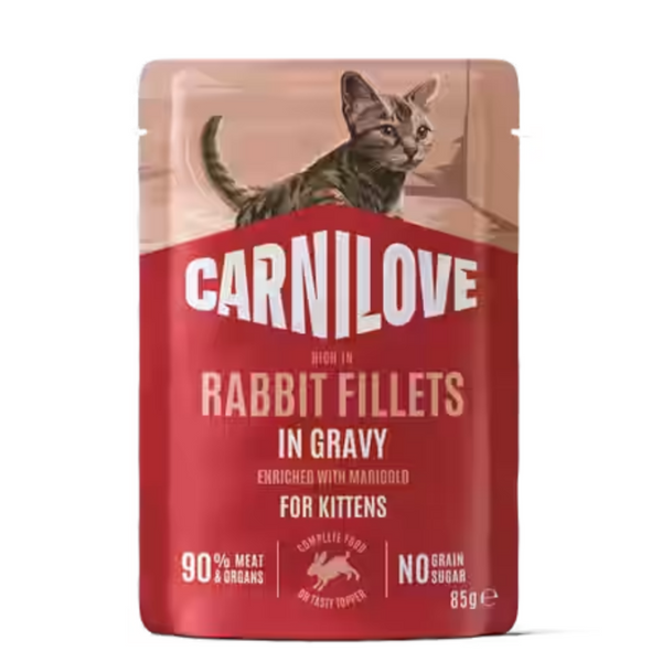 NEW 104101376 Carnilove Cat Pouch Gravy rich in Rabbit enriched with Marigold for Kittens 85 g пауч за котки