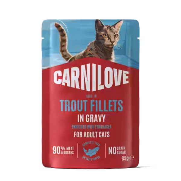 NEW 104101375 Carnilove Cat Pouch Gravy rich in Trout enriched with Echinacea 85 g пауч за котки