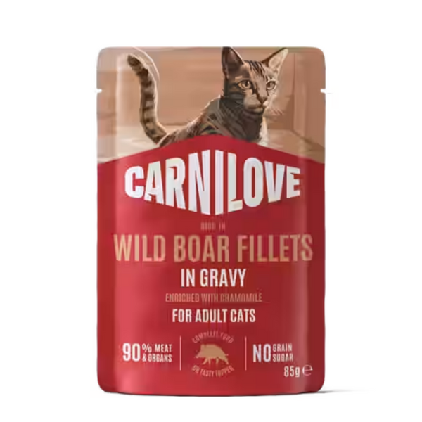 NEW 104101374 Carnilove Cat Pouch Gravy rich in Wild Boar enriched with Chamomile 85 g пауч за котки