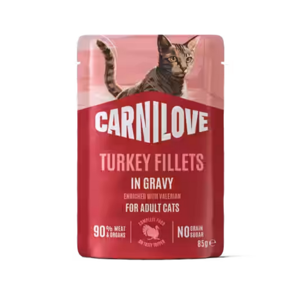NEW 104101370 Carnilove Cat Pouch Gravy rich in Turkey enriched with Valerian 85 g пауч за котки