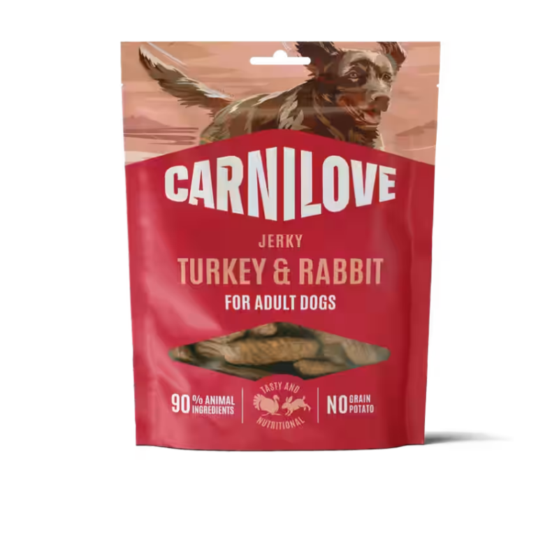 NEW 101112424 Carnilove Dog Jerky Turkey & Rabbit  100 g лакомство за куче