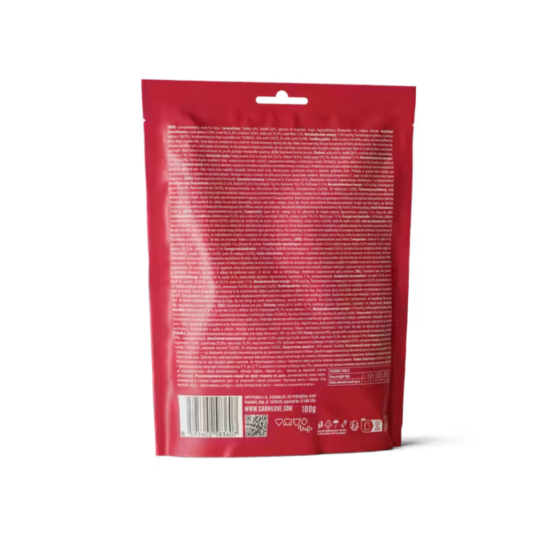 NEW 101112424 Carnilove Dog Jerky Turkey & Rabbit  100 g лакомство за куче