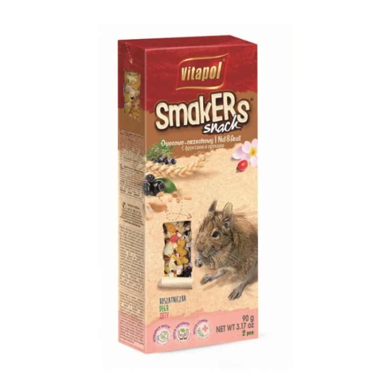 ZVP-1705 STANDARD Smakers with nuts, fruits and rose petals for degu 2pcs 90g стик лакомство за дегу