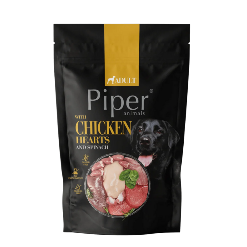 Piper Adult Dog пауч за кучета с пилешки сърца и спанак, 500 гр.
