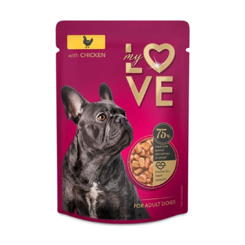 Пълноценен пауч за кучета My Love Adult dogs with chicken с Пилешко месо