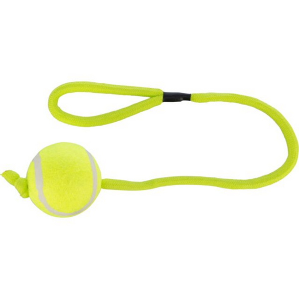 Кучшка играчка Trixie Tennis ball on a rope тенис топка на въже в жълт цвят