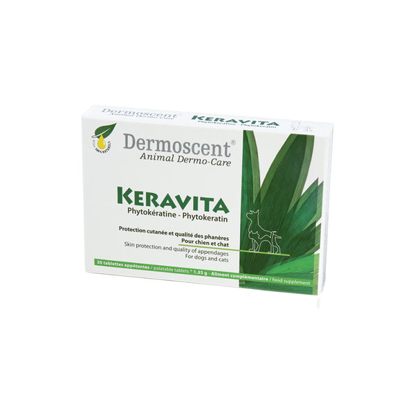 Dermoscent Keravita- Натурални таблетки за подхранване на козината и ноктите за кучета и котки 30 броя.