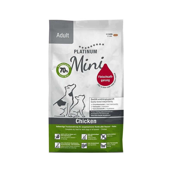 Супер премиум храна Platinum Adult Mini Chicken -за мини породи със 70% прясно пилешко месо, годно за човешка консумация