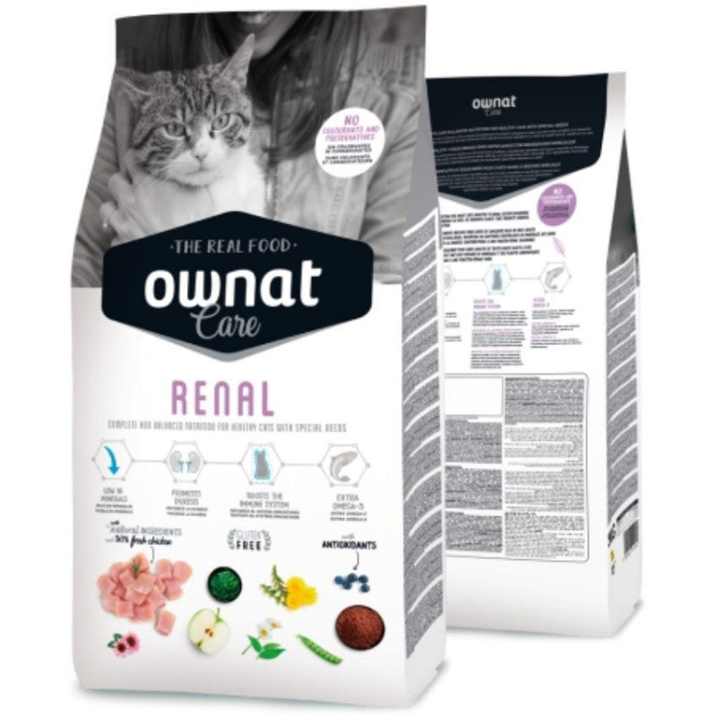 Профилактична храна за котки Ownat Care Renal - с ниско минерално съдържание за здрави уринарна система и бъбреци, БЕЗ ГЛУТЕН